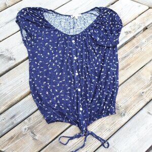 AGENDA Front Tie Birds in Flight Blouse Large